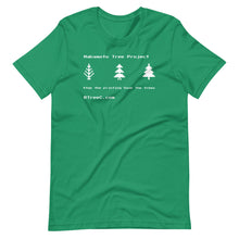Load image into Gallery viewer, Bitcoin T-Shirt: &quot;Nakamoto Tree Project - Stop the printing. Save the trees&quot;
