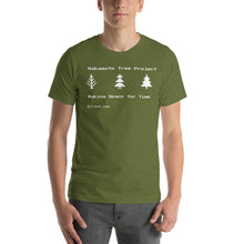 Load image into Gallery viewer, Bitcoin T-Shirt:  &quot;Nakamoto Tree Project - Making Space for Time&quot;
